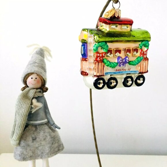 NEW Rare Christopher Radko NORTH POLE EXPRESS TRAIN CART Hand Made Glass Ornamet - Picture 2 of 8